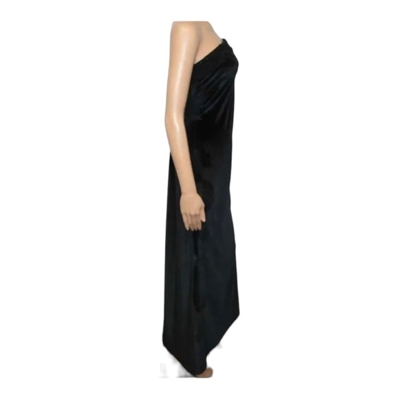 Anthropologie Payal Jain Black Velvet Strapless Beaded Formal Maxi Gown Large - Picture 11 of 15